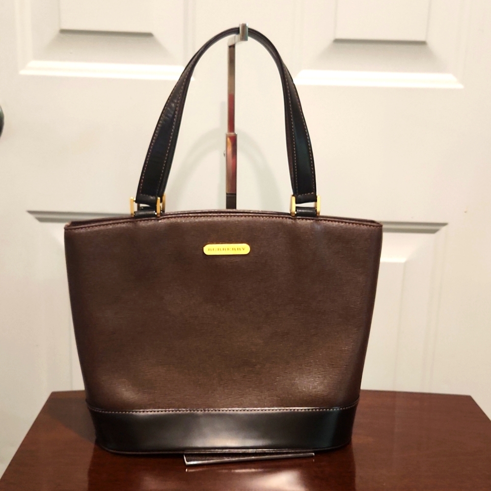 Burberry Brown and Dark Brown Leather Shoulder Bag